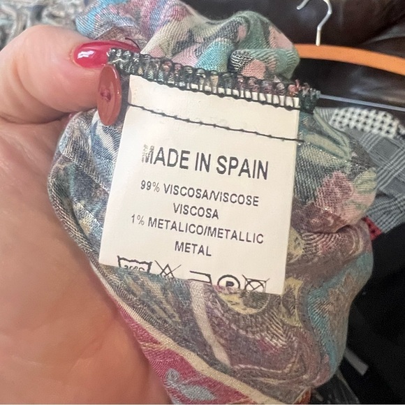 BARILOCHE Spain Metallic Paisley Floral Button Up Shirt Top Size ES 46/ FR 44 - Picture 5 of 7